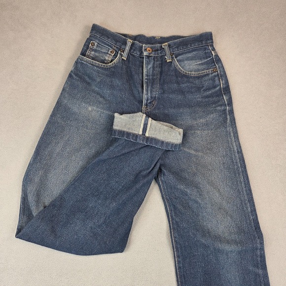 Japanese Selvedge Jeans Womens 28 Blue Slim Straight Something by Edwin Distress - Picture 1 of 12